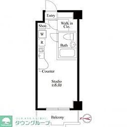 パークスクエア武蔵中原 ワンルームの間取図画像