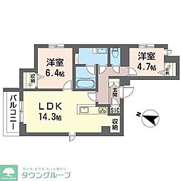 ルルブラン 2LDKの間取図画像