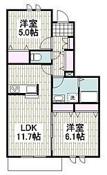 メゾンルミエール 2LDKの間取図画像