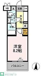 ファンディ平塚 1Kの間取図画像