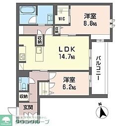 ウィズプラス大船 2LDKの間取図画像
