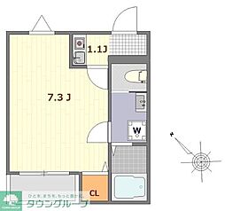 ウェルスフィールド湘南A 1Kの間取図画像