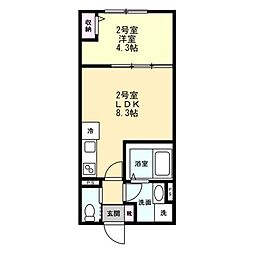 ベイパーク鵠沼海岸 1LDKの間取図画像