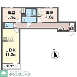 ボヌール 2LDKの間取図画像