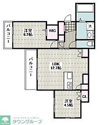 メゾンラッシュ東海岸 2LDKの間取図画像