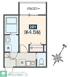西武拝島線 小川駅 徒歩6分の賃貸アパート 2階1Kの間取り