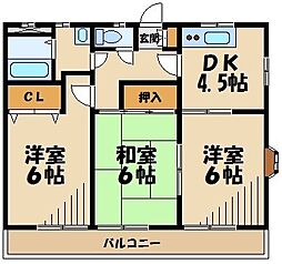 笹井レジデンス2 3DKの間取図画像