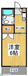 アネックス桂 1Kの間取図画像