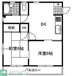 南台レジデンス 2DKの間取図画像