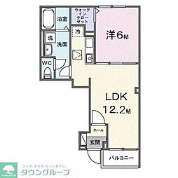 清瀬市旭が丘6丁目アパート 1LDKの間取図画像