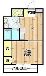 リディアメゾン川越 1DKの間取図画像