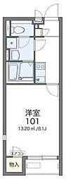 レオネクストレインボー上竹 1Kの間取図画像