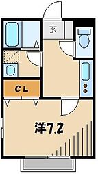 パルメゾン小手指 1Kの間取図画像