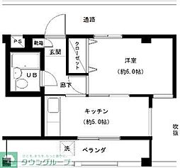 ハイツ吉岡 1DKの間取図画像