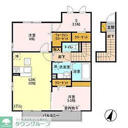 バレーヌB 2SLDKの間取図画像