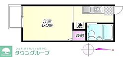 カサベルデ ワンルームの間取図画像
