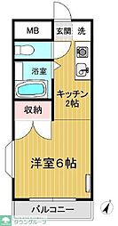 野崎ハイム ワンルームの間取図画像