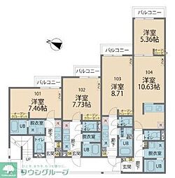 新座市大和田1丁目アパート 1Kの間取図画像
