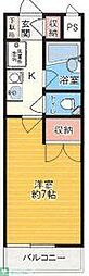リーベンハイム 1Kの間取図画像