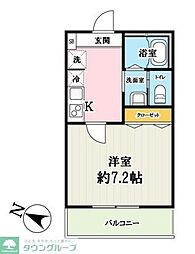 (仮称)キャメル航空公園2 1Kの間取図画像