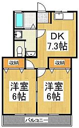 グリーンエイト 2DKの間取図画像