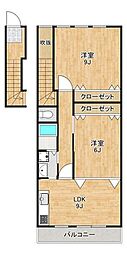 リッツハウスココC 2LDKの間取図画像