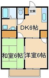 ベルメゾン・サーバB 2DKの間取図画像