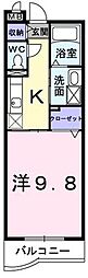 サンガーデン大忠 1Kの間取図画像