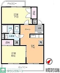 渋谷マンション 2DKの間取図画像