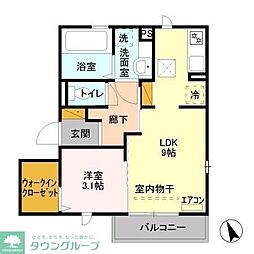 アプリコットA 1LDKの間取図画像