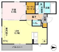 サン・クラージュ 1LDKの間取図画像