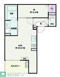 川越市大字的場アパート 1LDKの間取図画像