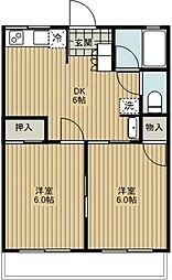 シティハイムスカイ 2DKの間取図画像