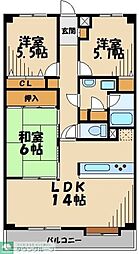 キャッスル北の台 3LDKの間取図画像
