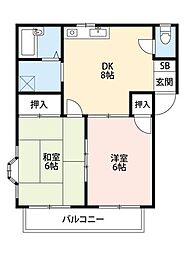 サンヴィレッジE 2DKの間取図画像