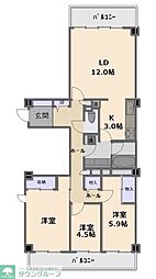 ヴィルセゾン小手指A棟 3LDKの間取図画像