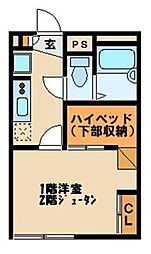 レオパレスストリートハウス 1Kの間取図画像