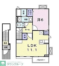 クレメント並木新町 1LDKの間取図画像