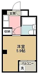 武蔵ビル 1Kの間取図画像