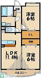 オネスティユーカレント 2LDKの間取図画像