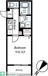 川越市南台2丁目アパート 1Kの間取図画像