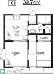 プラシドハイム 2DKの間取図画像