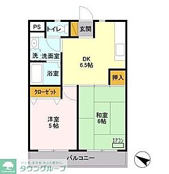 マンションスイ 2DKの間取図画像