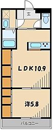 サンハイツ小手指 1LDKの間取図画像