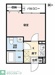 朝霞市三原3丁目アパート 1Kの間取図画像