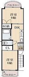 グランヴィル川越シティ 1LDKの間取図画像