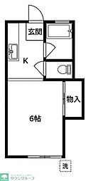 アップルハウス 1Kの間取図画像