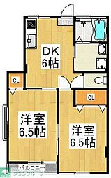 梅吉マンション 2DKの間取図画像