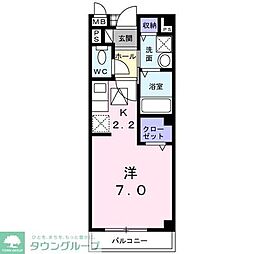 プロムナードB 1Kの間取図画像