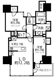 パークホームズ川越新富町アドーア 2LDKの間取図画像